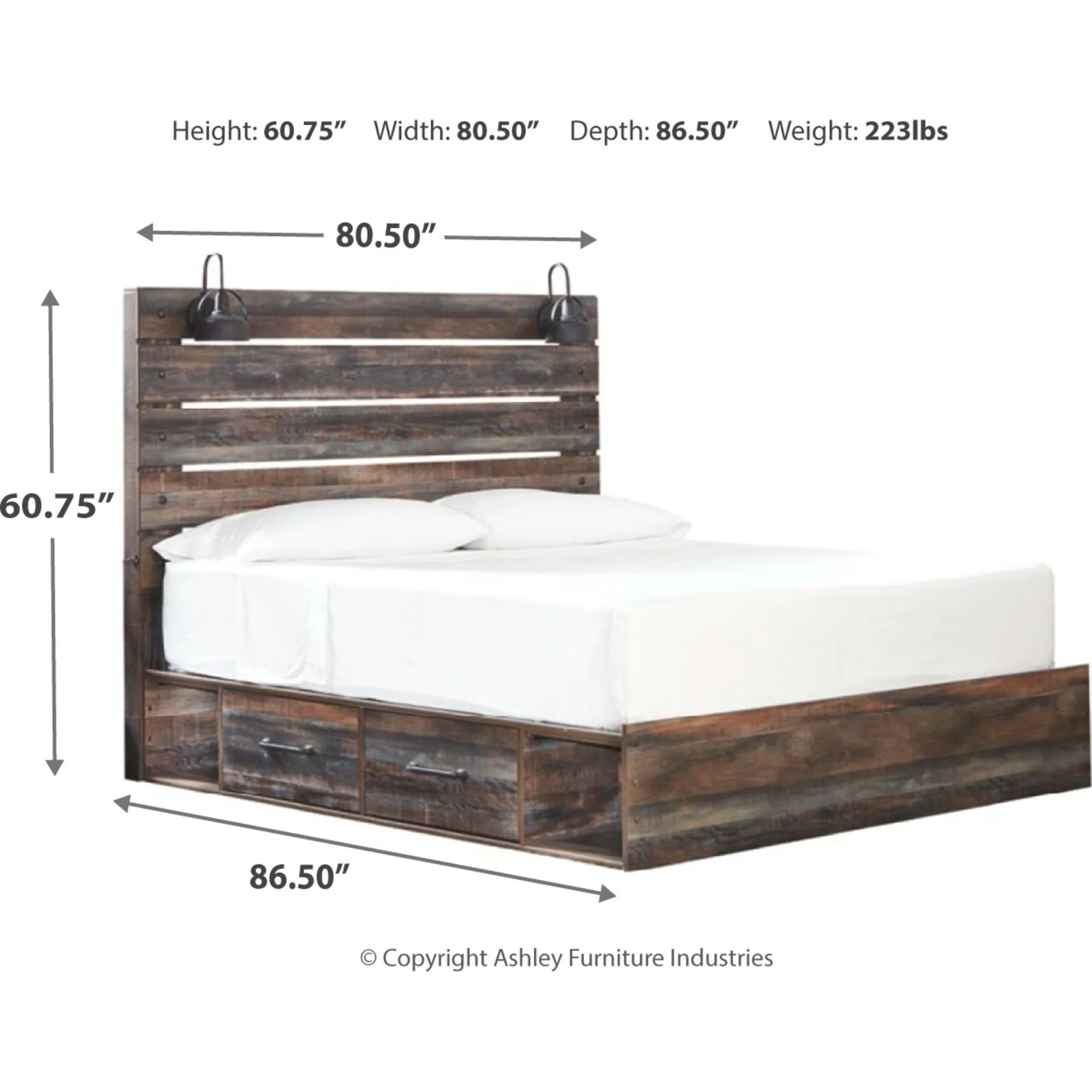 Drystan Panel Bed with 2 Drawer Storage