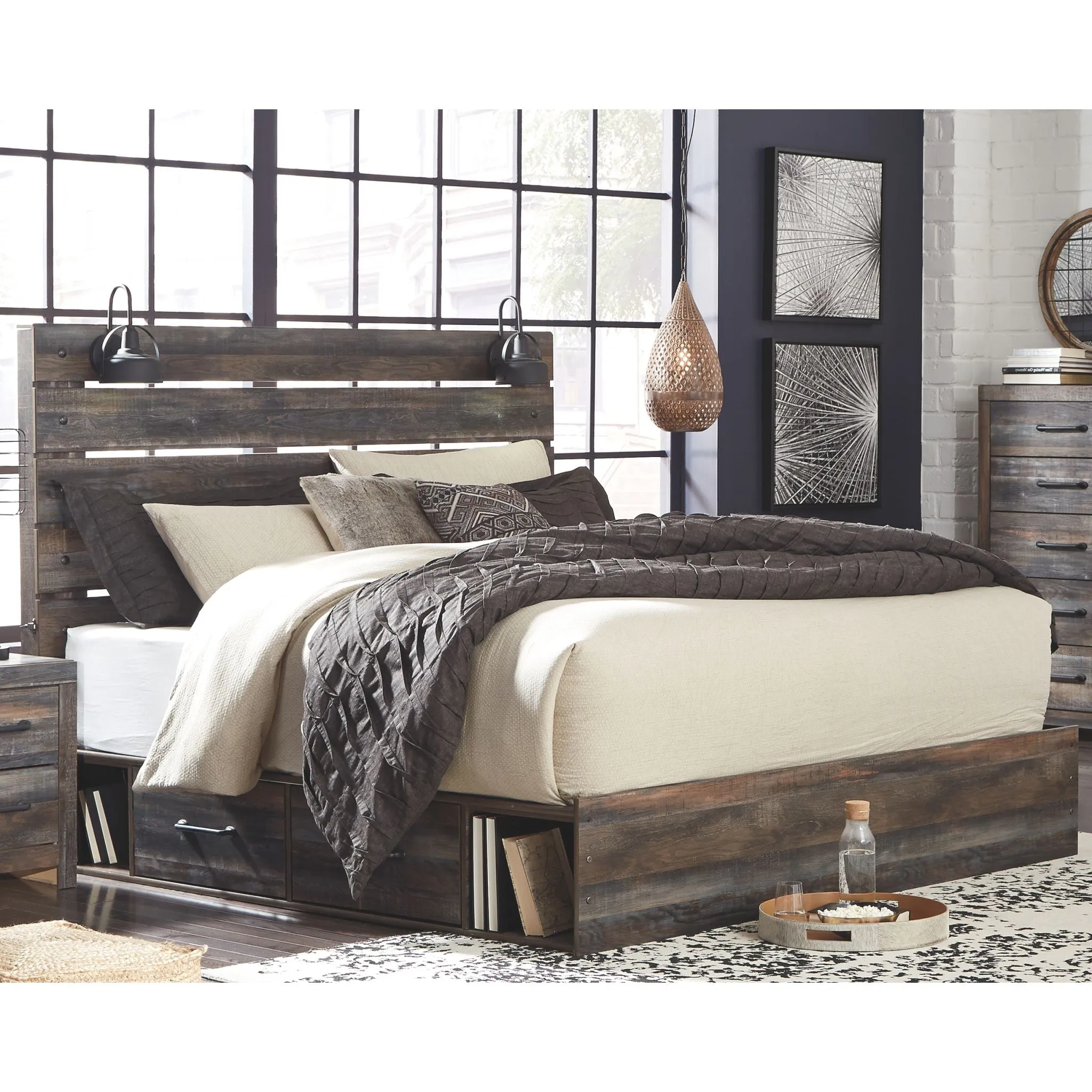 Drystan Panel Bed with 2 Drawer Storage