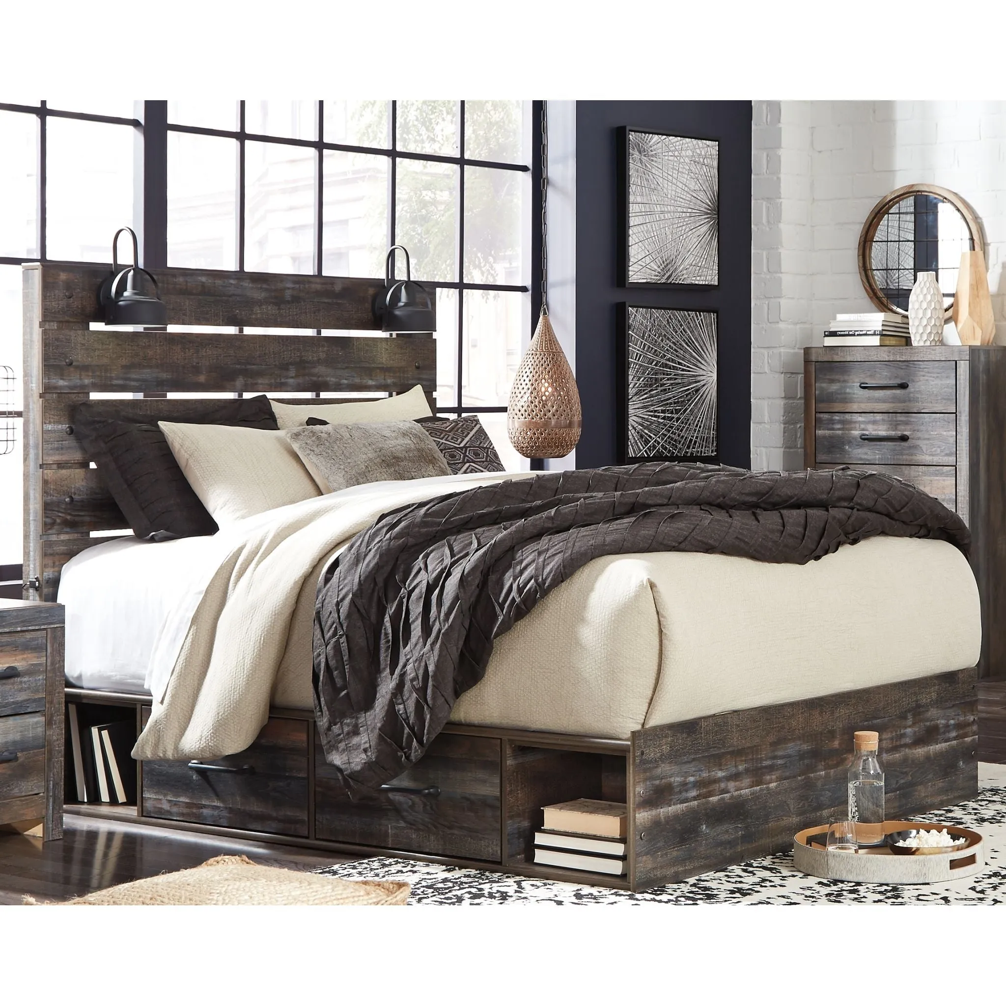 Drystan Panel Bed with 2 Drawer Storage