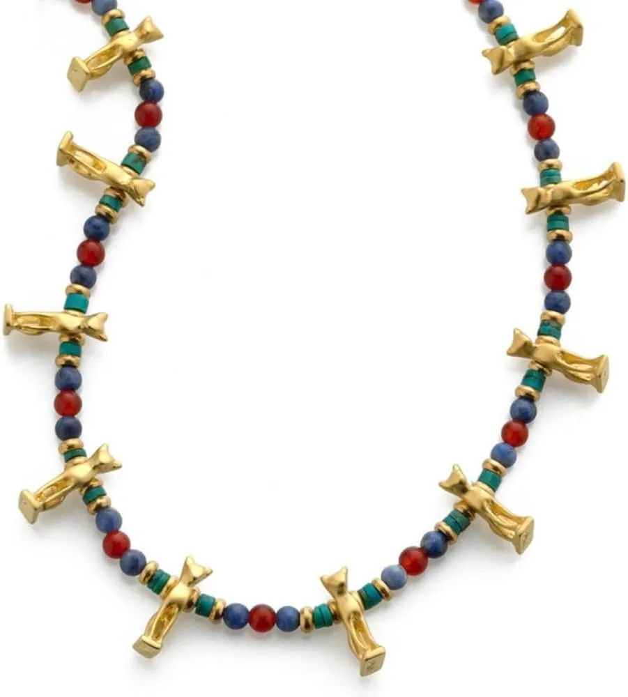 Egyptian Bastet Cat Beaded Necklace - 17 Inches