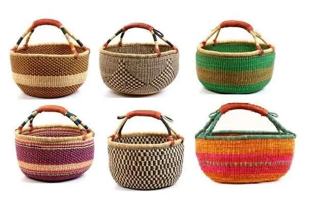Extra Large Bolga Market Basket (Colors Vary) W: 16"-18" H:10"-14", 1 EA