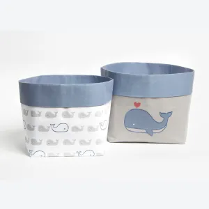 Fabric Storage Baskets <br> Whale, Set of 2<br><span style="font-size: 10px;">Can be Personalised</span>