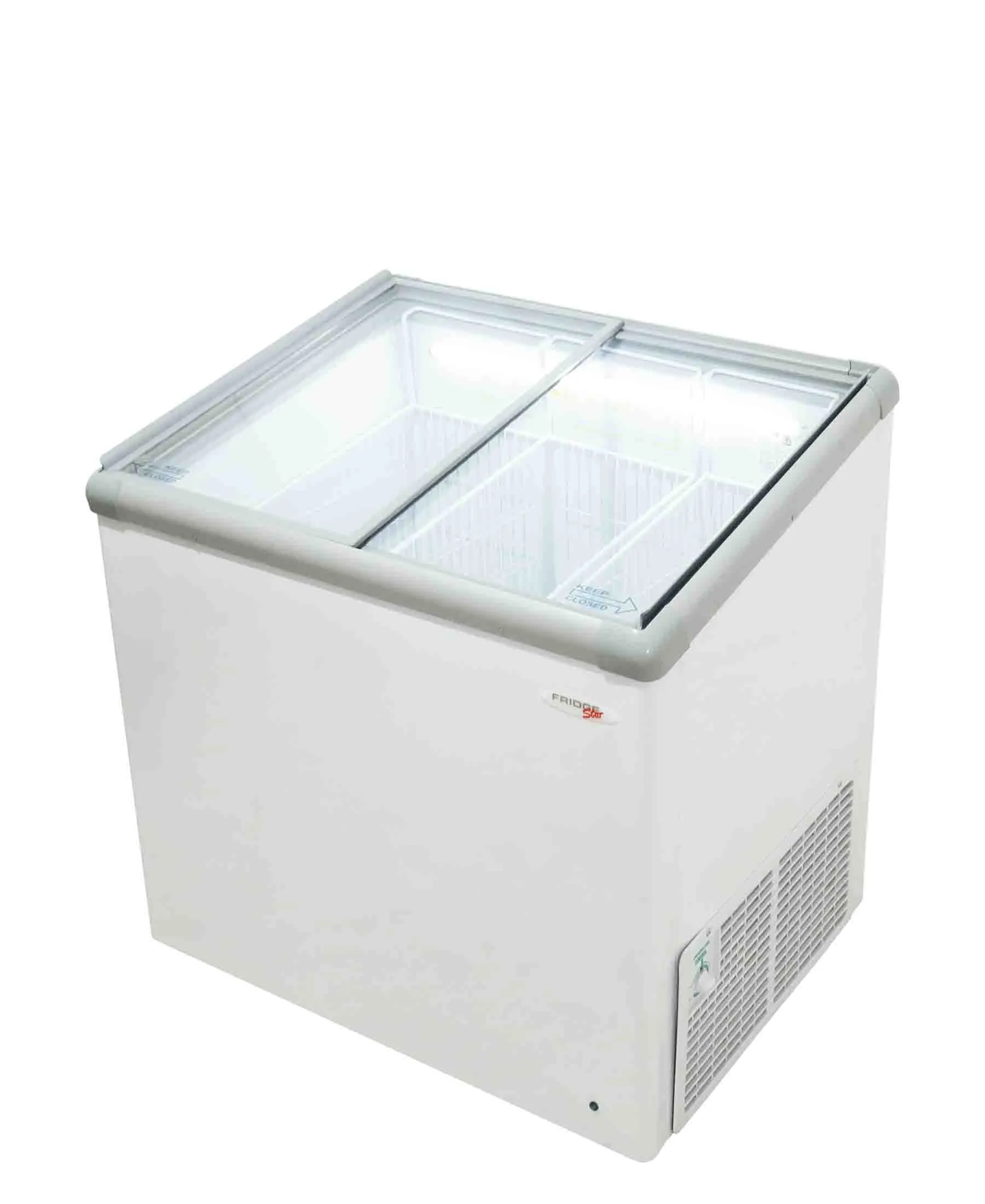 Fridge Star Glass Top Ice Cream Freezer - White