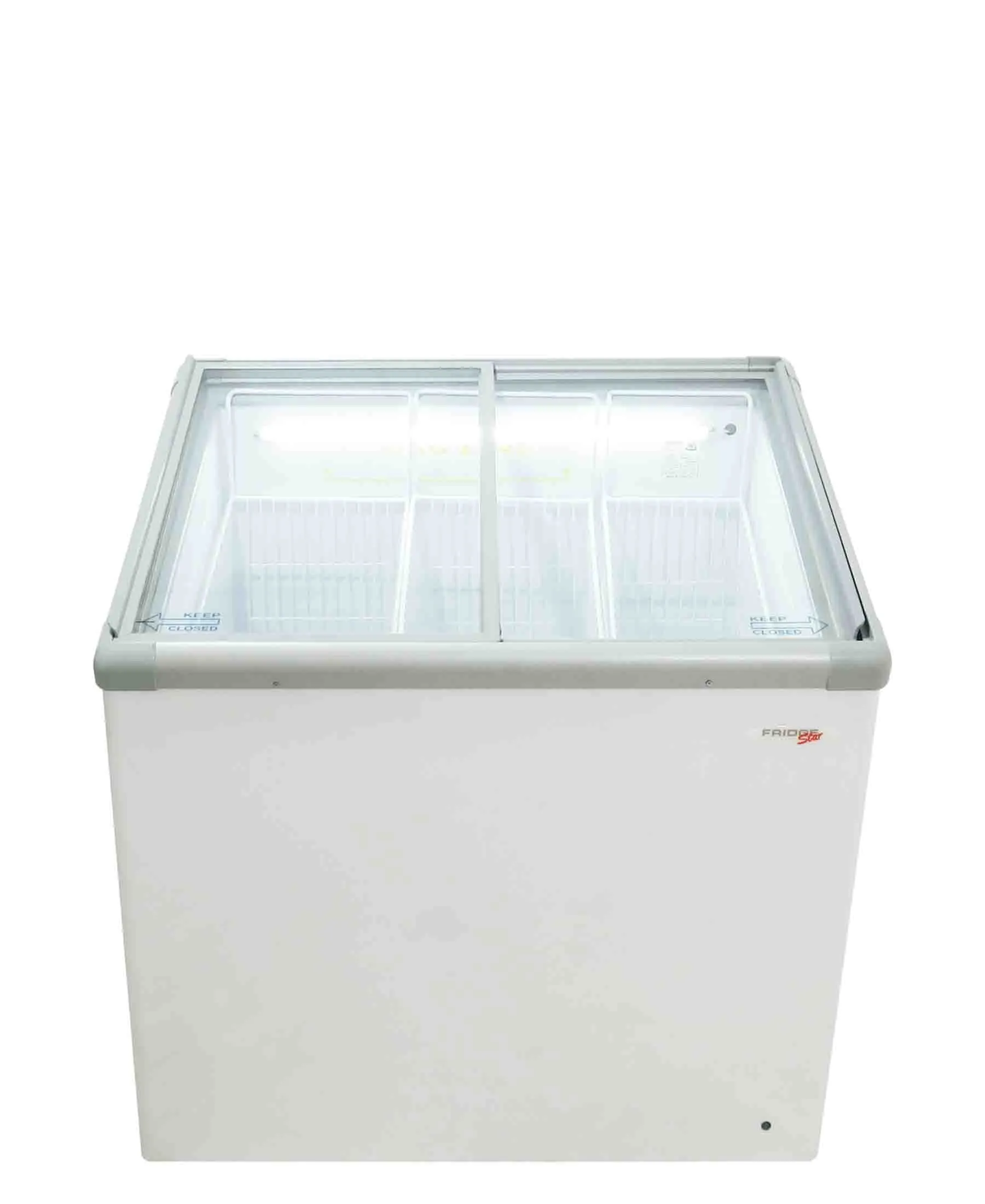 Fridge Star Glass Top Ice Cream Freezer - White