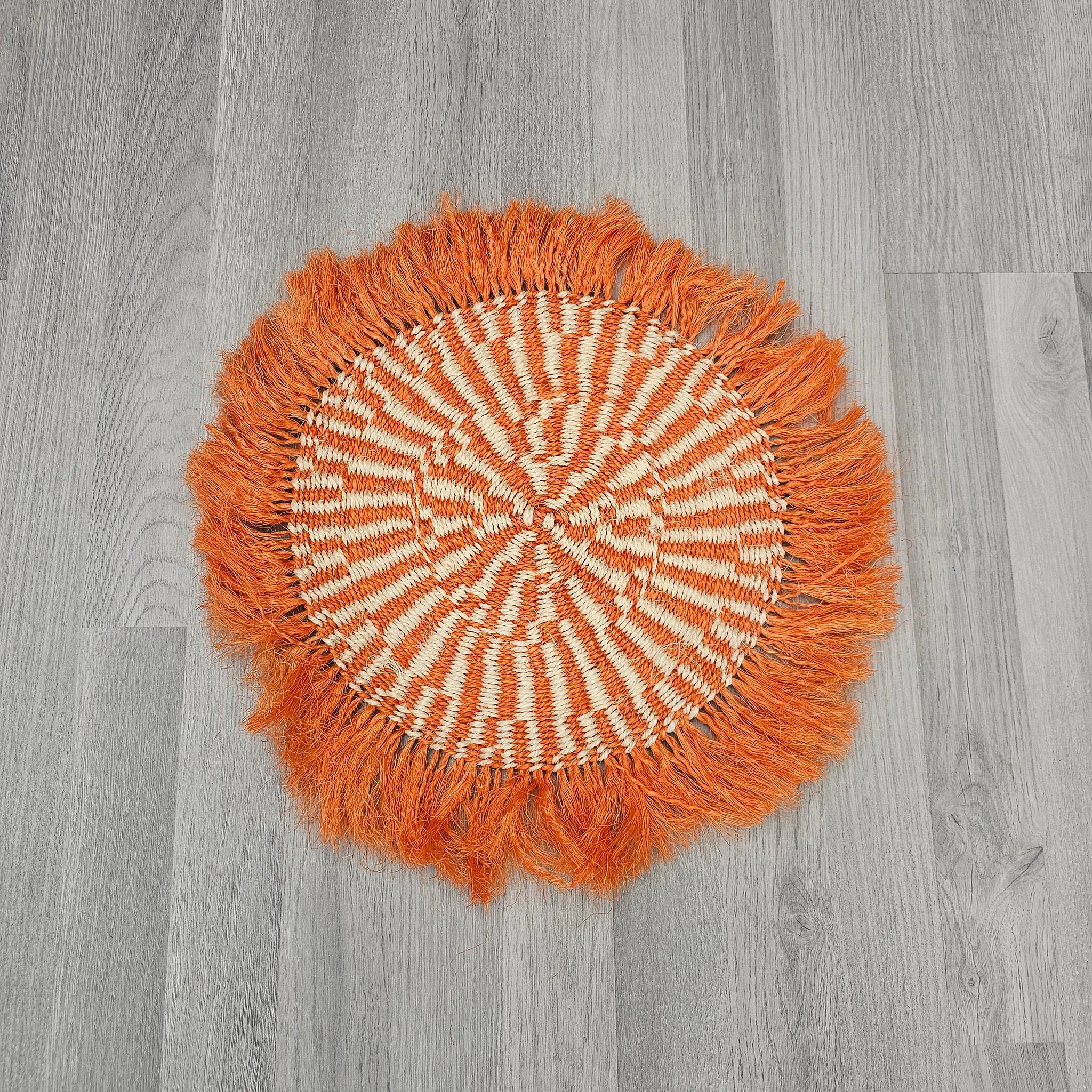 Fringe Sisal Placemats - Orange Wall Basket - Kaisa
