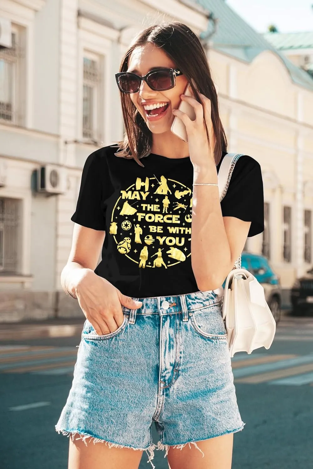 FRYAID May The Power Be with You Shirt Women Vintage Magical Tshirt Magic Graphic Tee Family Vacation Casual Short Sleeve Top