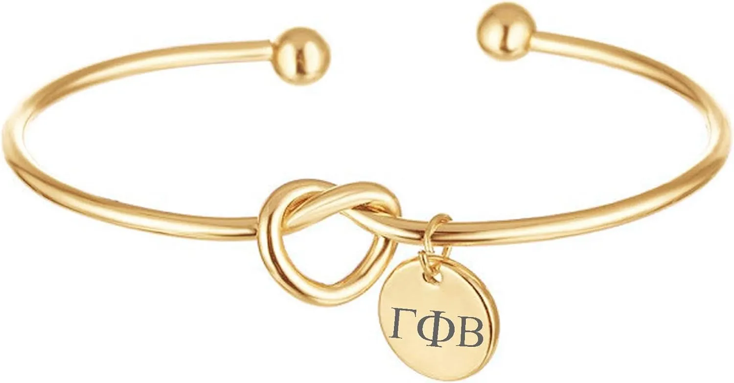 Gamma Phi Beta Sorority Bracelet Love Knot Cuff Bangle Sorority Bracelet Gold Filled