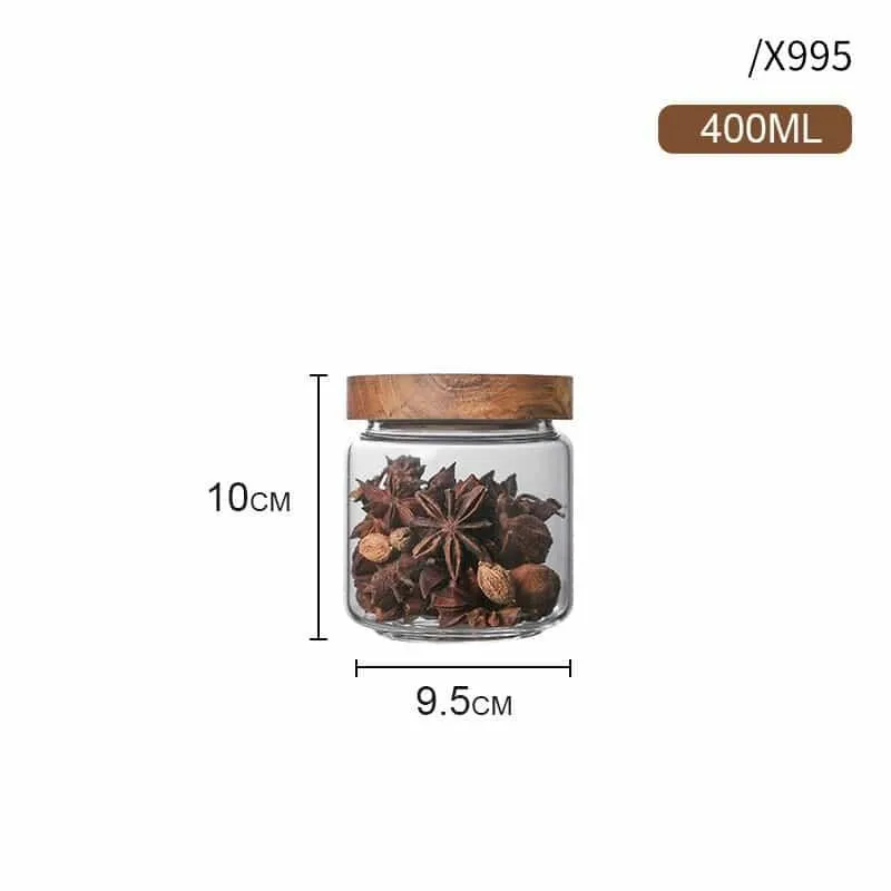 Glass Syorage Jar with Wooden Lid