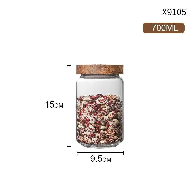 Glass Syorage Jar with Wooden Lid