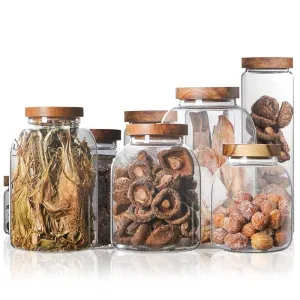 Glass Syorage Jar with Wooden Lid