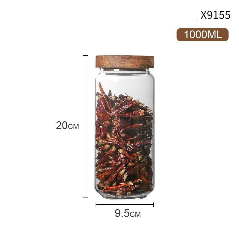 Glass Syorage Jar with Wooden Lid