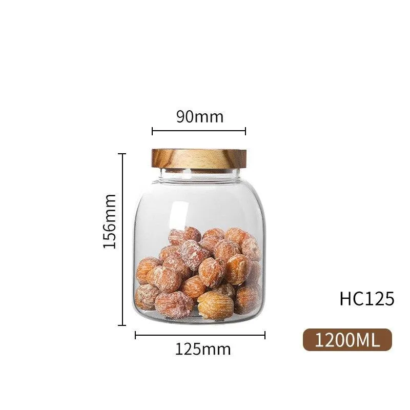 Glass Syorage Jar with Wooden Lid