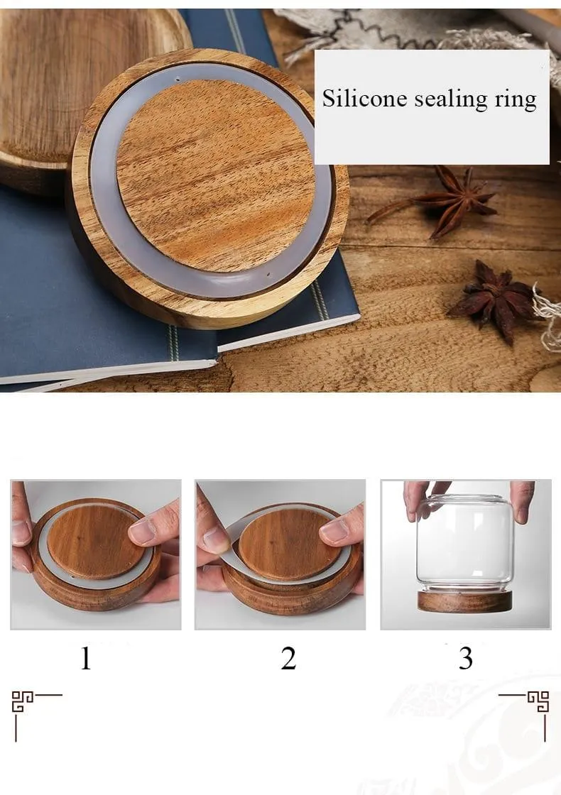 Glass Syorage Jar with Wooden Lid