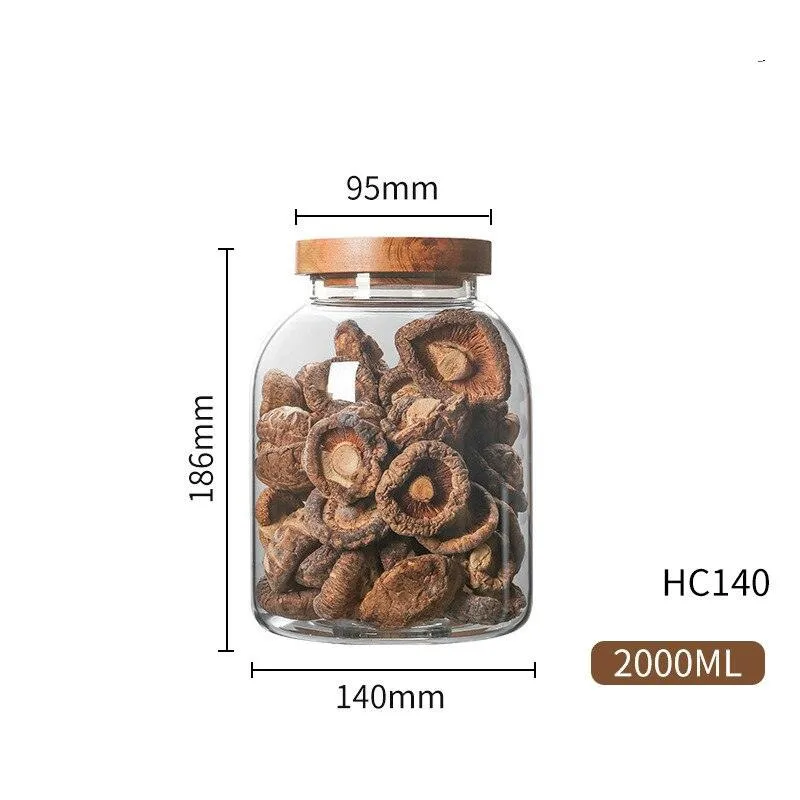 Glass Syorage Jar with Wooden Lid