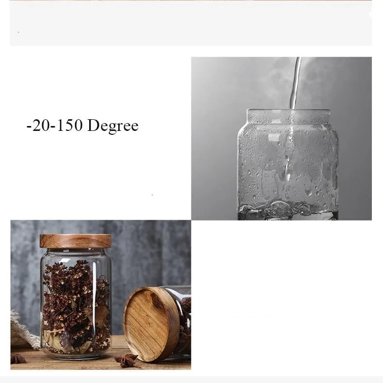 Glass Syorage Jar with Wooden Lid
