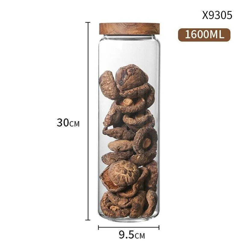 Glass Syorage Jar with Wooden Lid