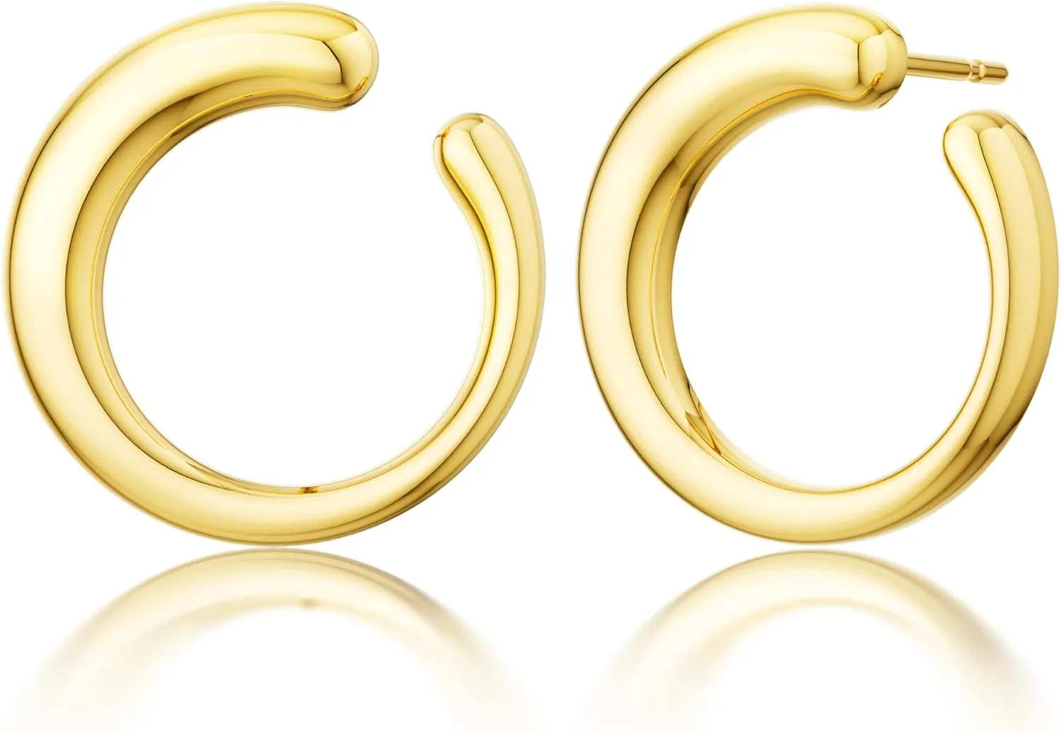 Gold Earrings for Women, Large Open Earrings 14K Gold Plated Smiple Hypoallergenic Trendy Statement Dangle Earrings Gold Dainty Geometric Rectangle Drop Stud Earrings Piercing Jewelry