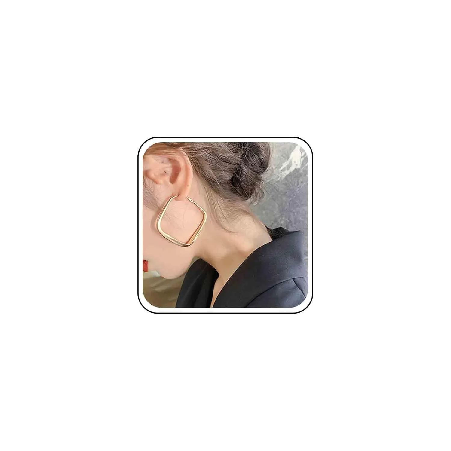 Gold Geometric Hoop Earrings - Square Huggie Studs - Boho Earrings for Women - Valentine's Day Gift