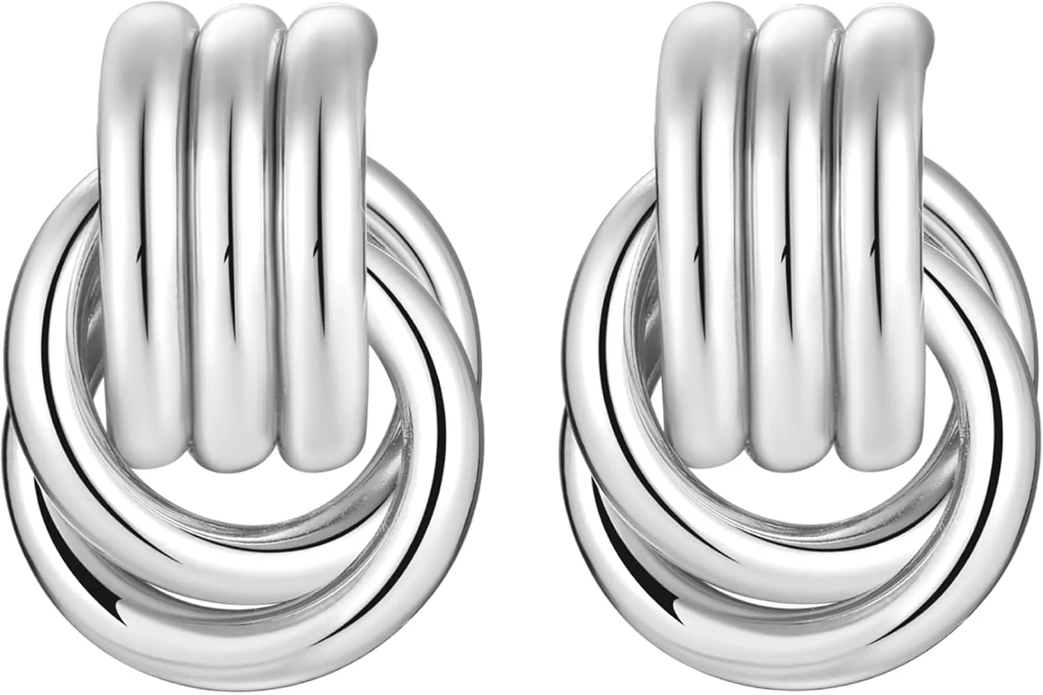 Gold-Plated Chunky Gold Earrings for Women Knot Link Circle Geometric Drop Dangle Earrings Studs Trendy Jewelry
