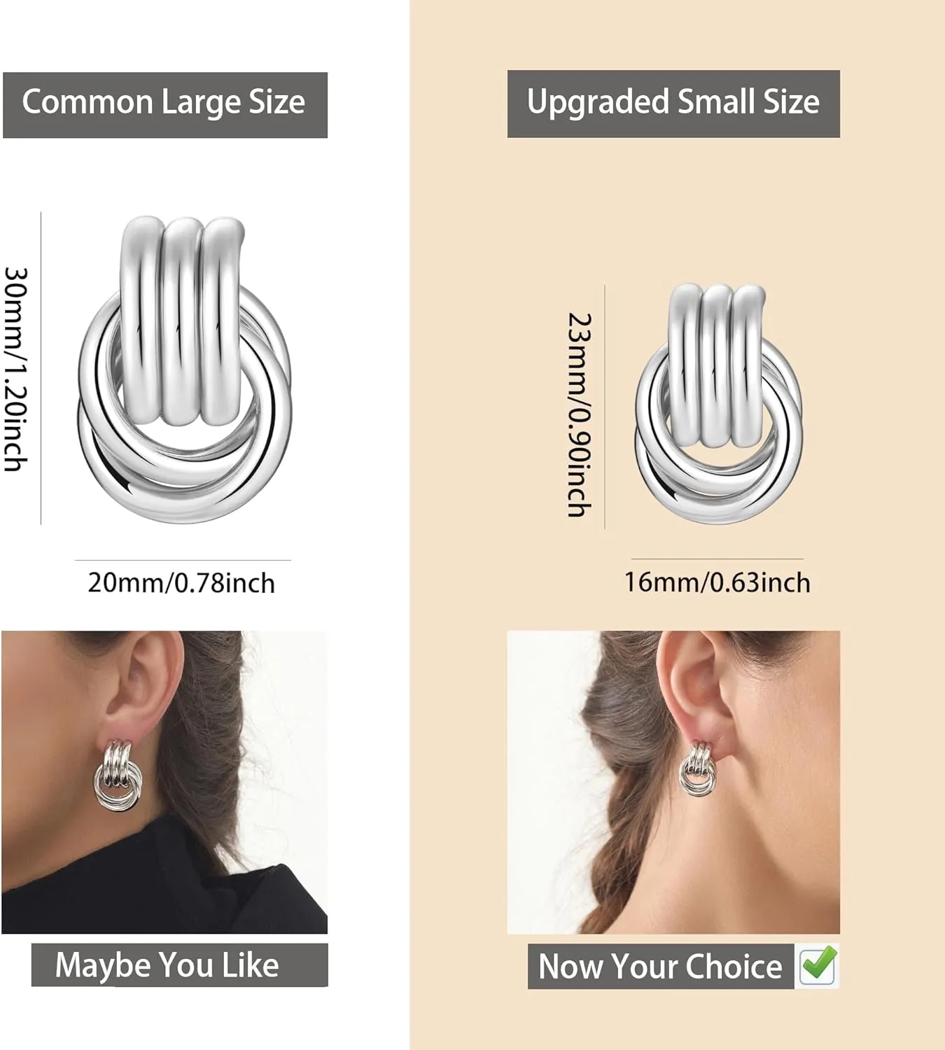 Gold-Plated Chunky Gold Earrings for Women Knot Link Circle Geometric Drop Dangle Earrings Studs Trendy Jewelry