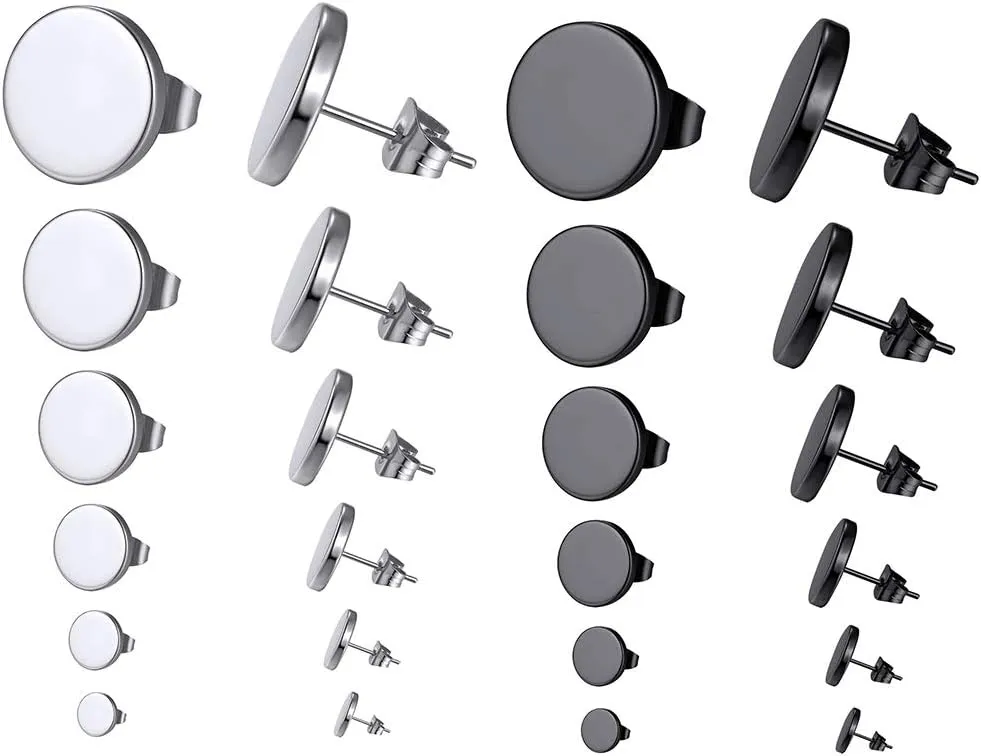 GoldChic Jewelry Earrings Sets for Men, Womens Stainless Steel Earrings Pack 3-12Pairs, Classic Design Bar/Hexagon/Geometric/Round Stud Earring Punk Ear Piercing Studs