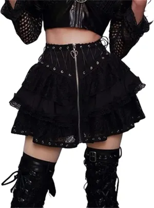 Goth Skirts for Women Black Sexy Punk Rock Skirt High Waisted