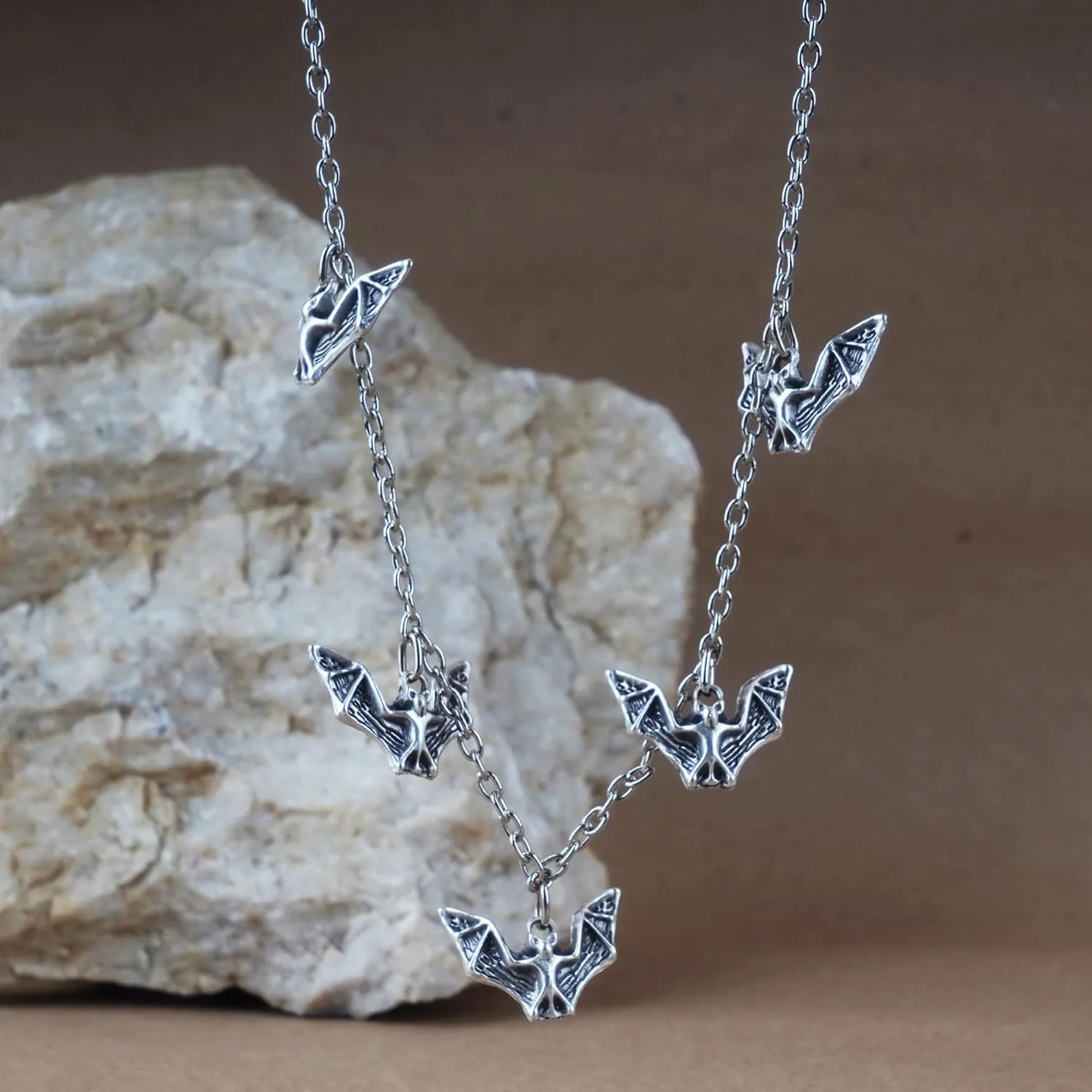 Gothic Charm Necklace with Multiple Pendants  Skeleton Keys, Bats, and Hanging Skeletons  Halloween Layered Jewelry for Women in Witchy Punk Style