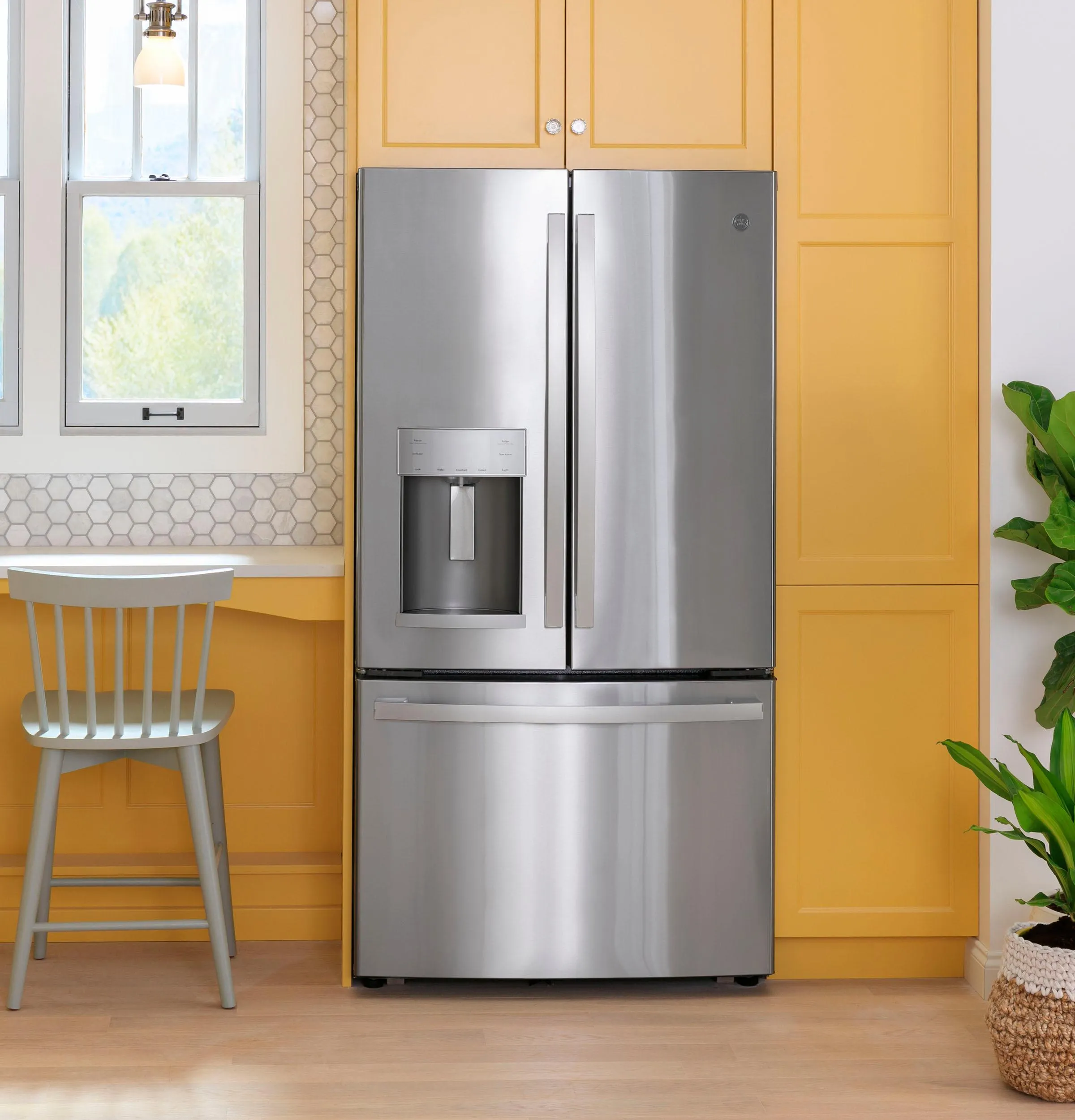 GYE22GYNFS GE® ENERGY STAR® 22.1 Cu. Ft. Counter-Depth Fingerprint Resistant French-Door Refrigerator