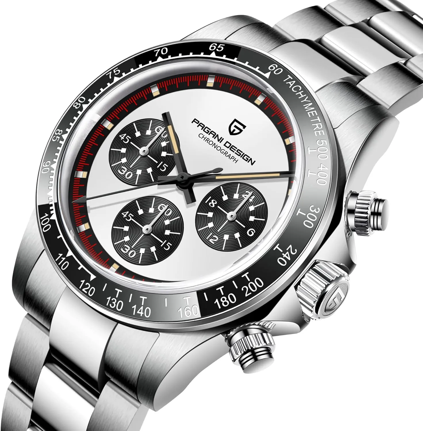 HaiQin Pagani Design 1676 Men's Universe Tachymeter Watch Japanese Quartz Movement Professional Chronograph 316L Stainless Steel 100M Waterproof Analog Luxury Watch