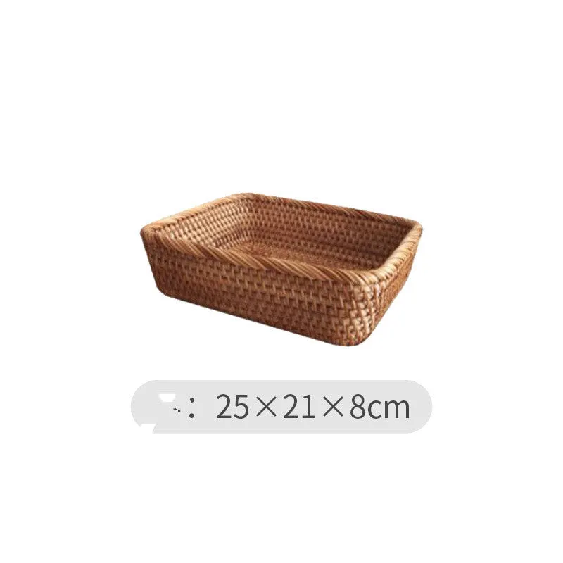 Handmade Rattan Storage Baskets Household Items Snacks Fruit