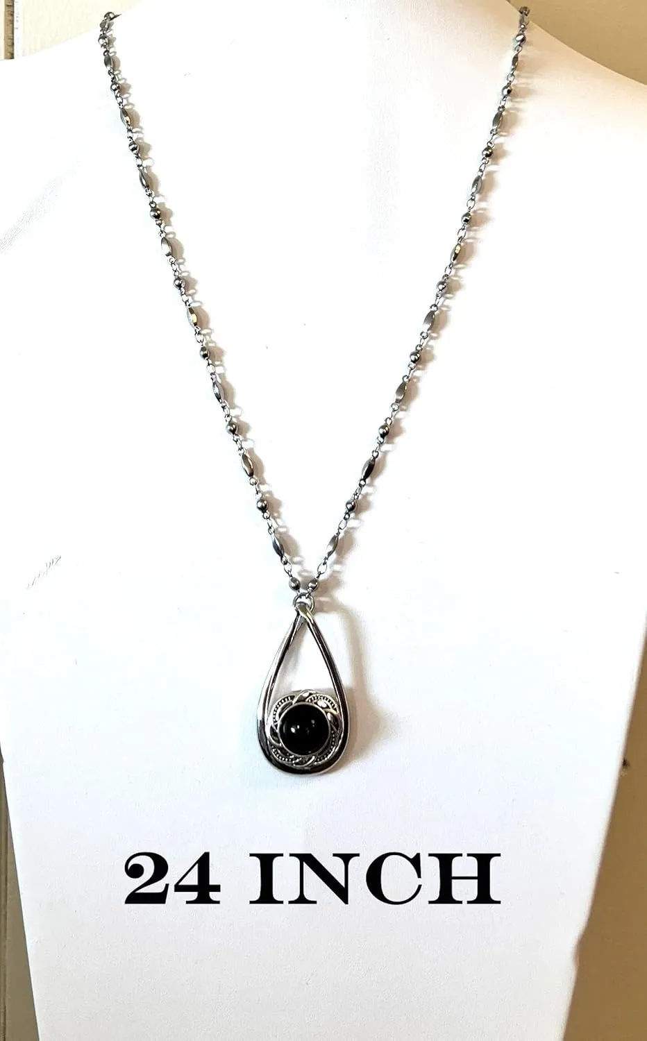 Hidden Hollow Beads Snap Interchangeable Women's Fashion Jewelry Necklace, 18" or 24" long, Fancy STRONG Stainless Steel Chain. Comes in a gift box.