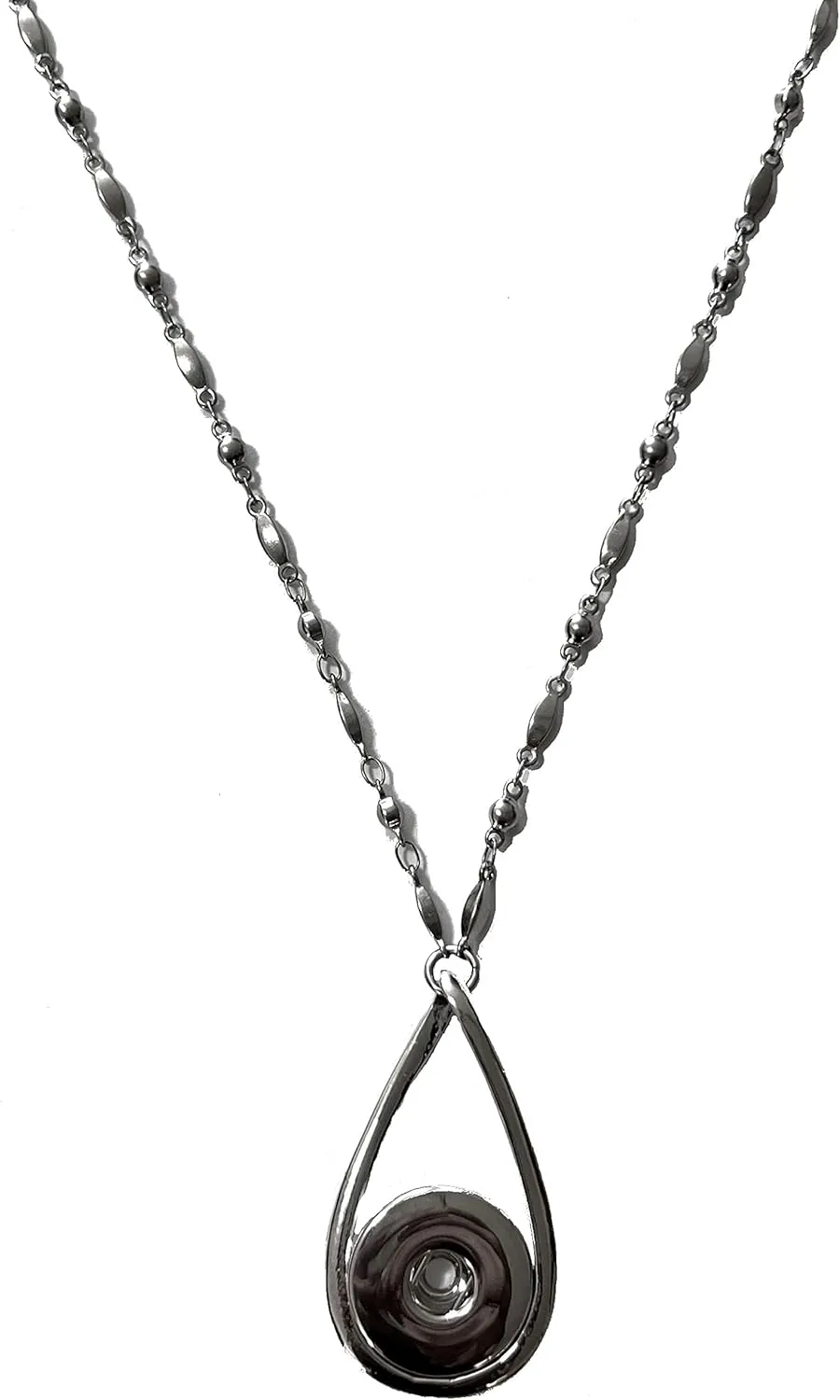 Hidden Hollow Beads Snap Interchangeable Women's Fashion Jewelry Necklace, 18" or 24" long, Fancy STRONG Stainless Steel Chain. Comes in a gift box.