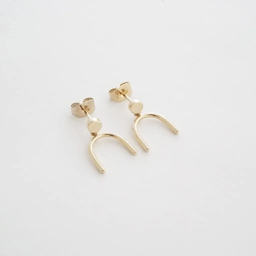 HONEYCAT June Geometric Dainty Arch Studs in Gold, Rose Gold, or Silver | Minimalist, Delicate Jewelry