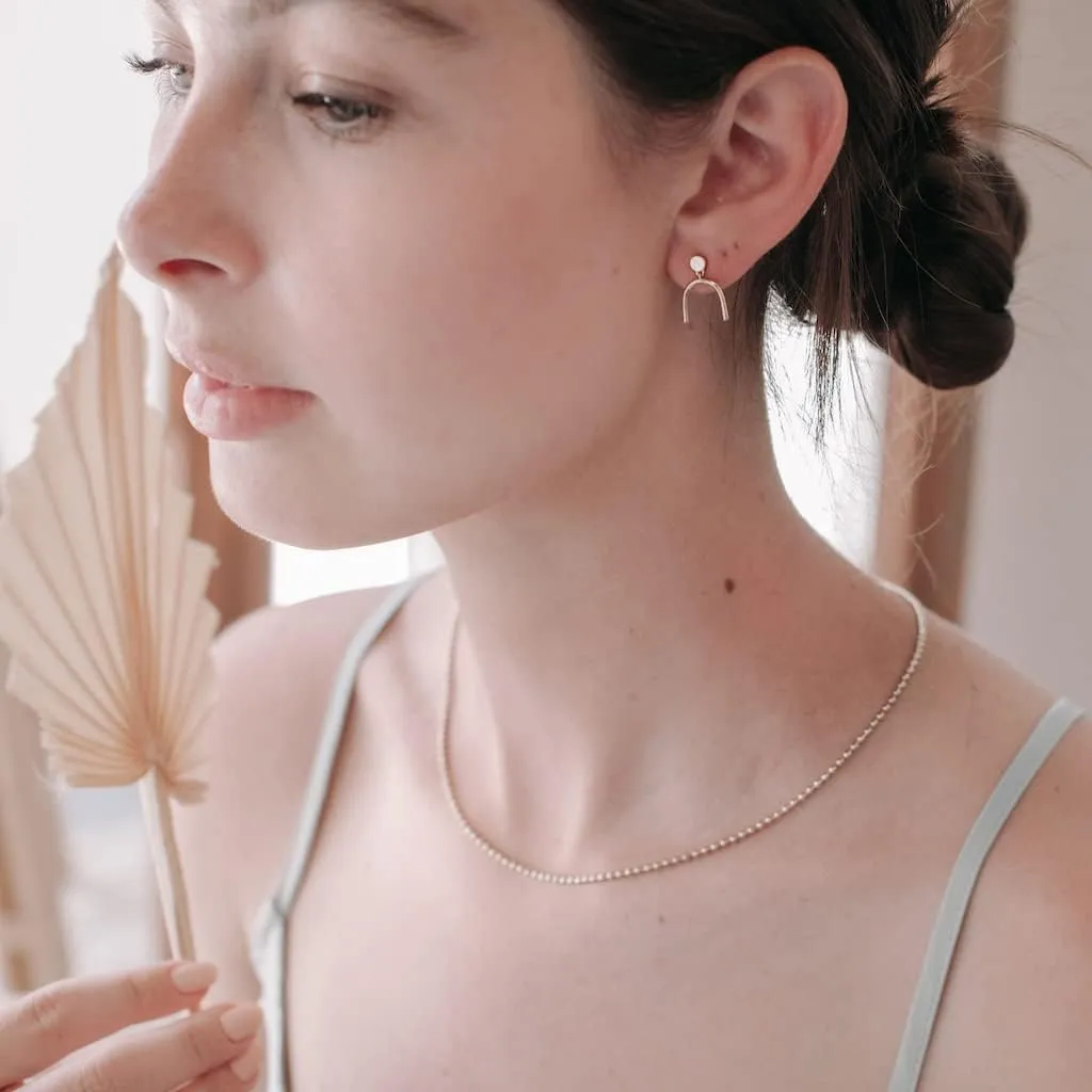 HONEYCAT June Geometric Dainty Arch Studs in Gold, Rose Gold, or Silver | Minimalist, Delicate Jewelry
