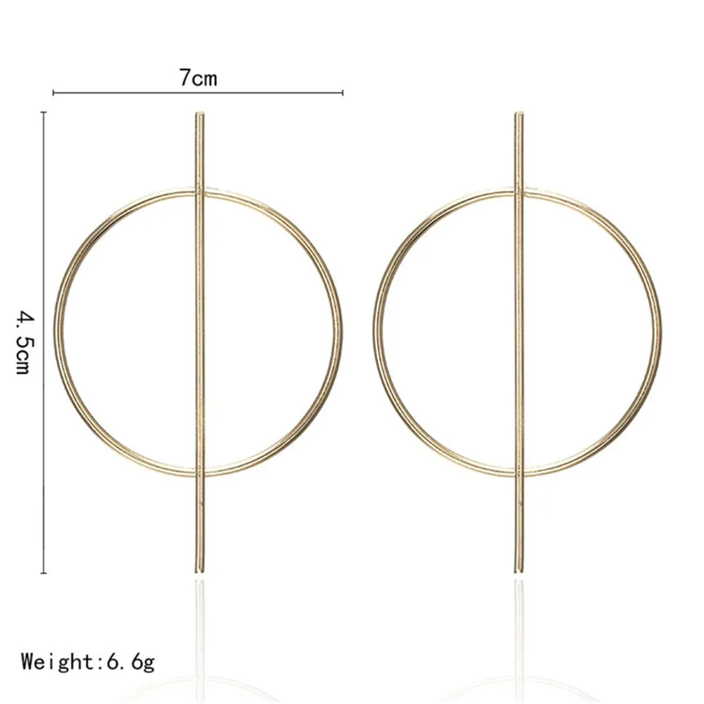 Hoop Bar Geometric Earrings Studs Large Simple Circle Modern Lightweight Statement for Women Gift (silver)
