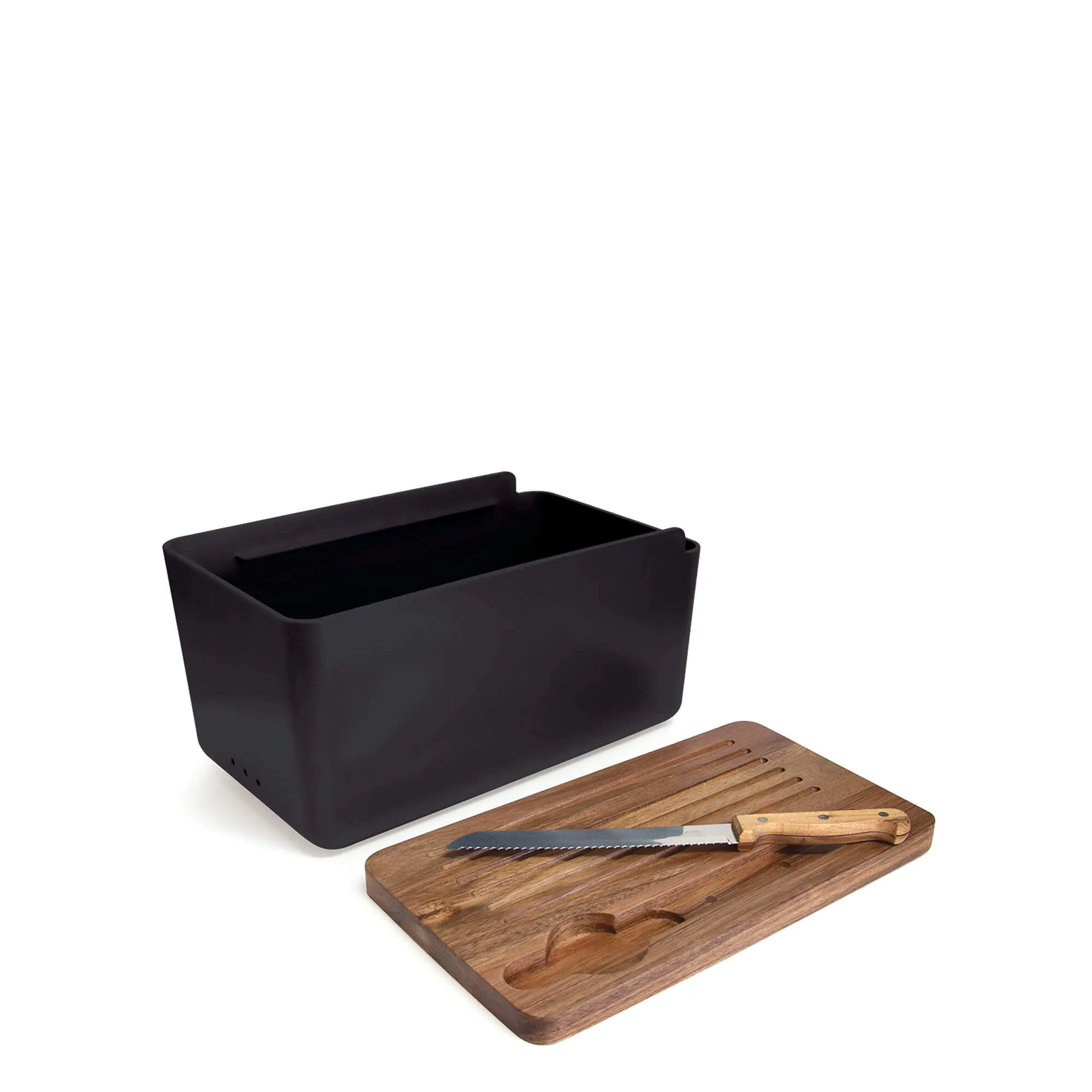 Hudson Bread Bin with Cutting Board Lid - Black