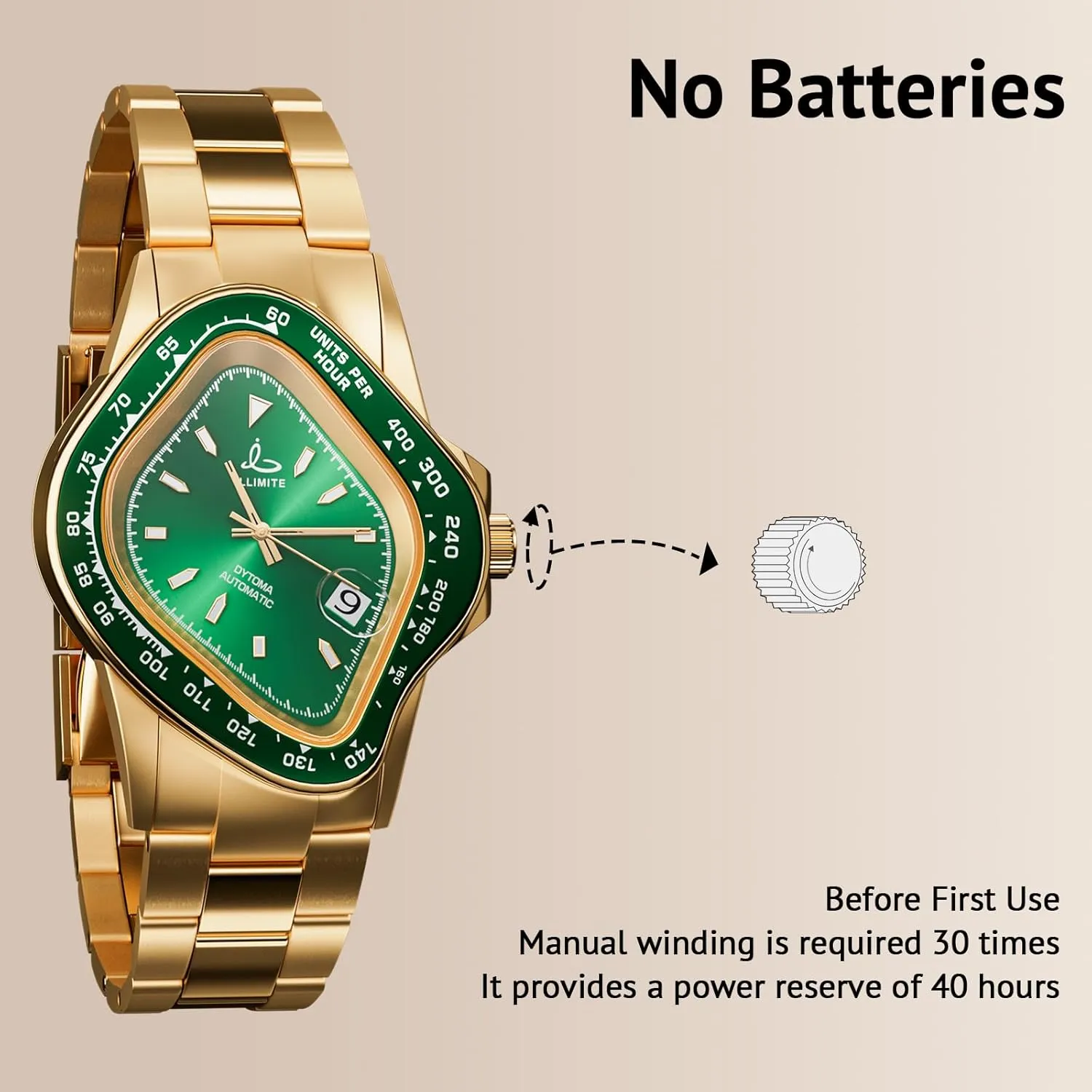 ILLIMITE Automatic Watches for Men Japanese Miyota 8215 Mechanical Movement Analog Luminous Self Winding Stainless Steel Wrist Watches DYTONA
