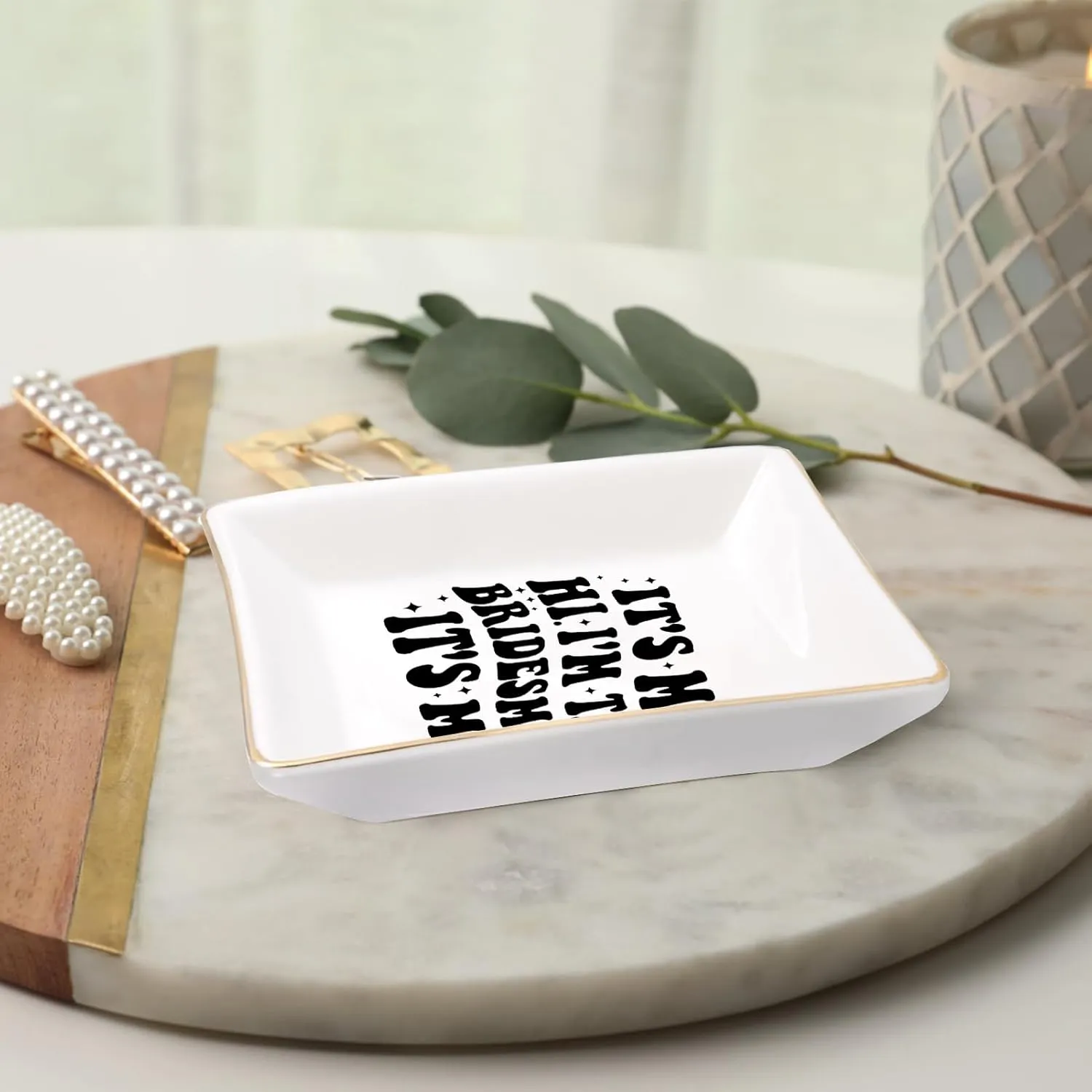 It's Me Hi I'm the Bridesmaid It's Me - Jewelry Tray, Ceramic Ring Dish - Bridesmaid Gift, Wedding Keepsake, Bridal Party Favor