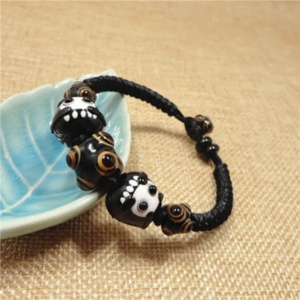 Japanese-Style Glazed Dharma Bracelet Pure Hand-Woven Lucky Glass Beads Bracelet Best Gifts for Birthday