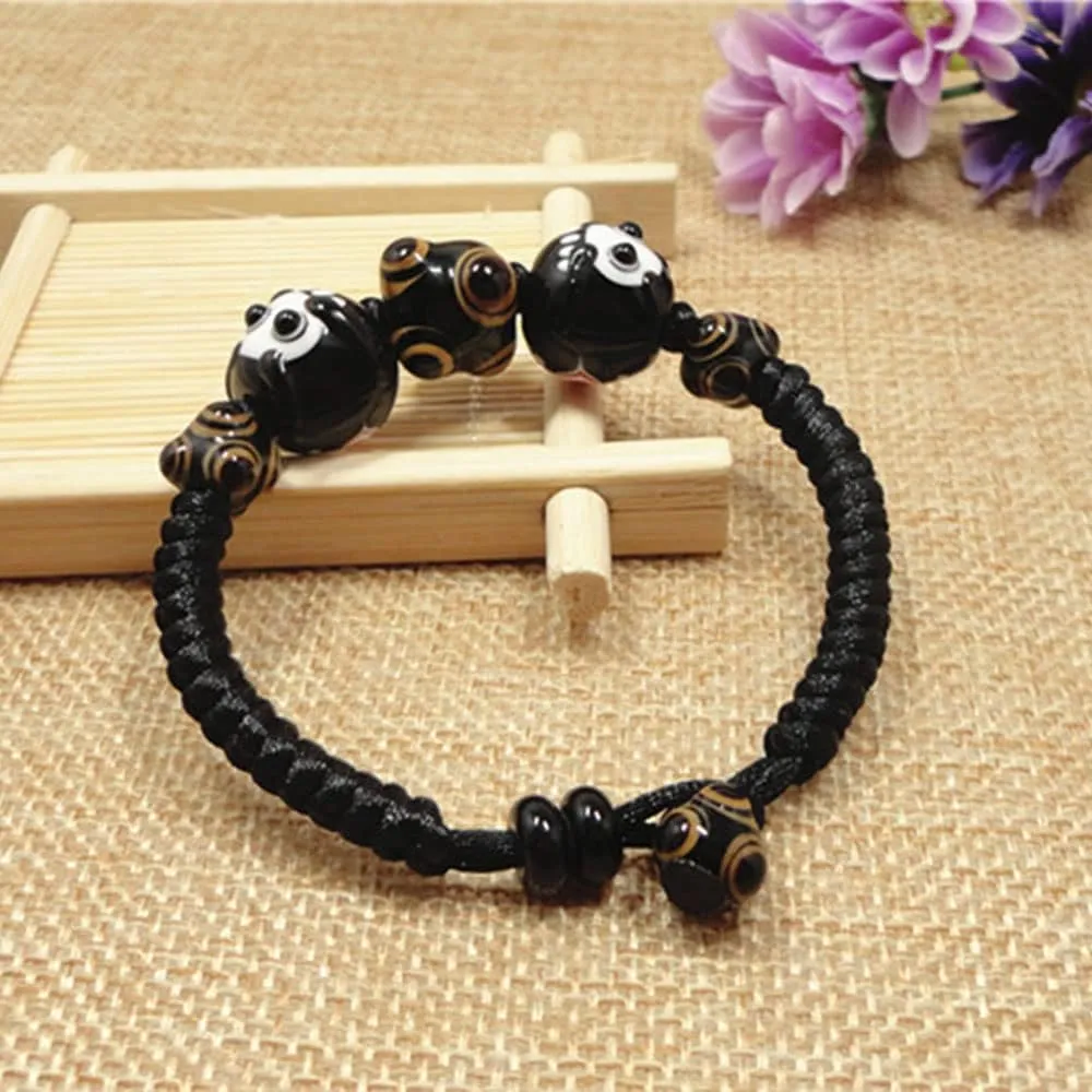 Japanese-Style Glazed Dharma Bracelet Pure Hand-Woven Lucky Glass Beads Bracelet Best Gifts for Birthday