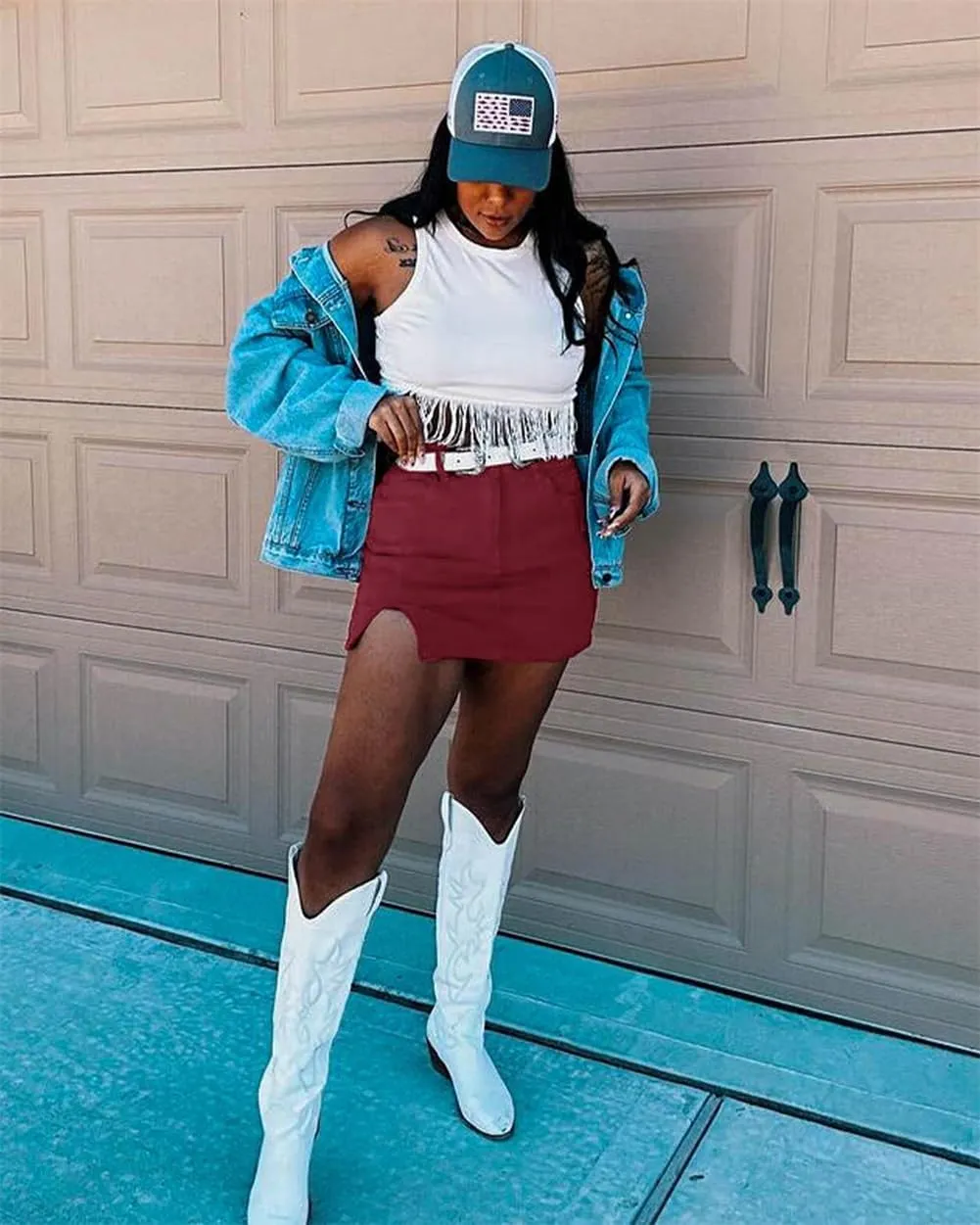 Jean Skirts for Women Denim High Waisted Stretchy Denim Skirt with Slit Trendy Casual Slim Fit Short Skirts
