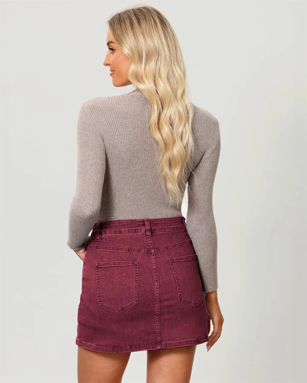 Jean Skirts for Women Denim High Waisted Stretchy Denim Skirt with Slit Trendy Casual Slim Fit Short Skirts