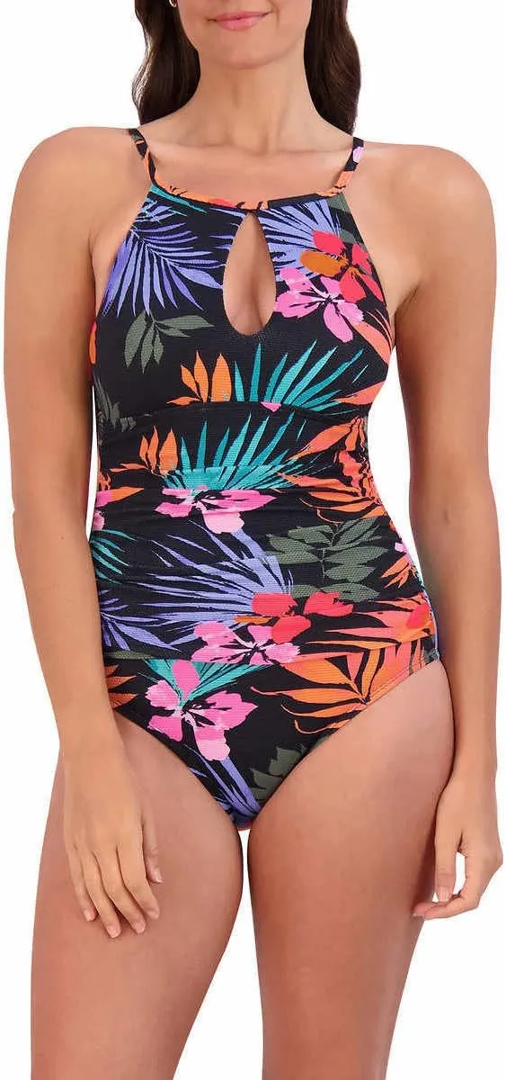 Jessica Simpson Womens Midweight Textured One Piece Swimsuit
