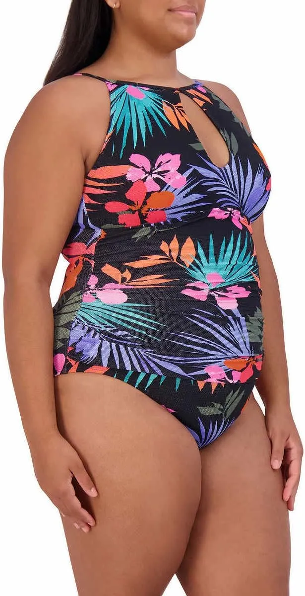 Jessica Simpson Womens Midweight Textured One Piece Swimsuit