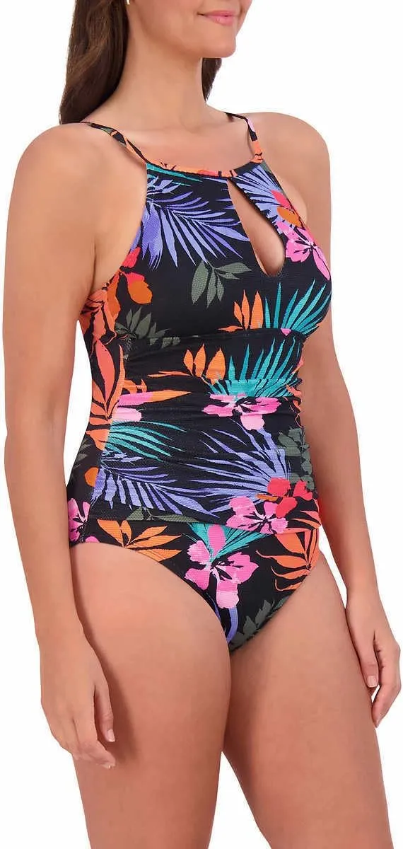 Jessica Simpson Womens Midweight Textured One Piece Swimsuit