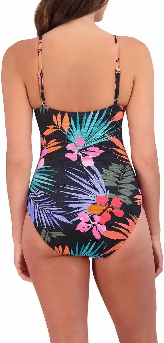 Jessica Simpson Womens Midweight Textured One Piece Swimsuit