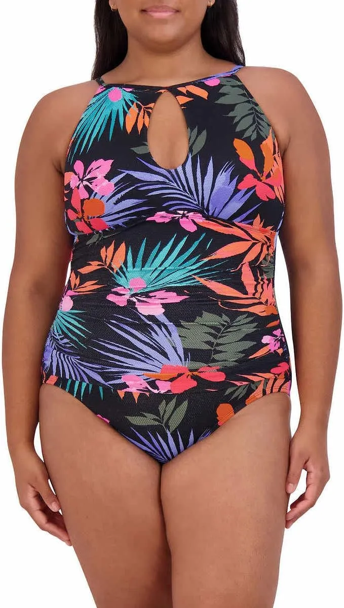 Jessica Simpson Womens Midweight Textured One Piece Swimsuit
