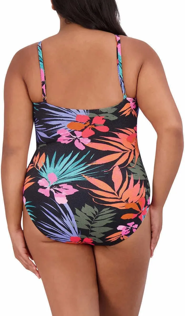Jessica Simpson Womens Midweight Textured One Piece Swimsuit