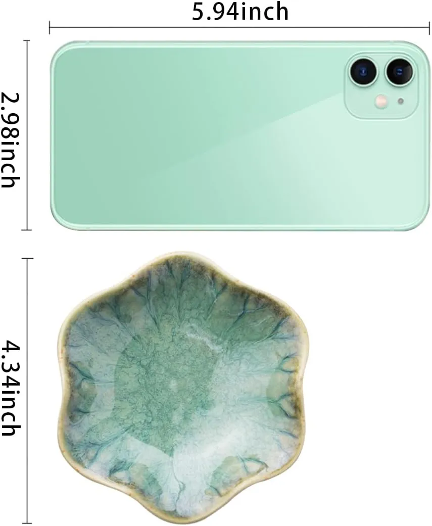 Jewelry Dish,Ceramic Trinket tray, small ring holder, Key Bowl,Home Decoration,Gifts for Friends Sisters Daughter Mother (Green)