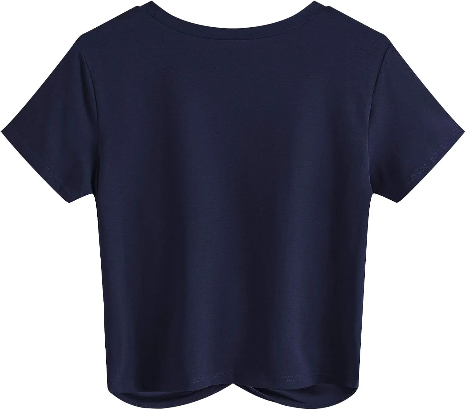 JINKESI Women's Summer Causal Short Sleeve Blouse Round Neck Crop Tops Twist Front Tee T-Shirt